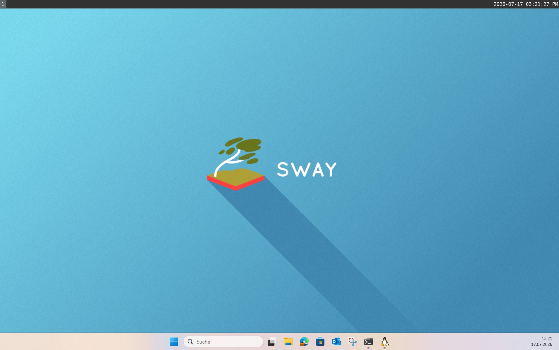 Sway pencere yöneticisi WSL2 aracılığıyla Windows içinde çalışıyor.
